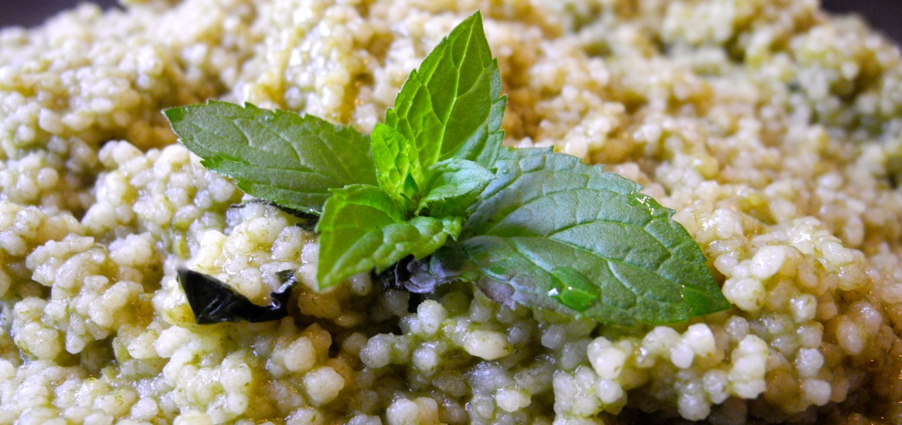 cous cous all'infuso di menta e spinaci